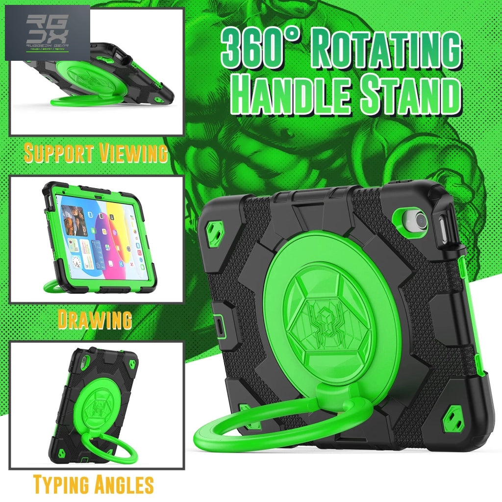 RUGGEDXGEAR | TOUGH IPAD CASE FOR KIDS | ROTATING STAND & SHOULDER STRAP