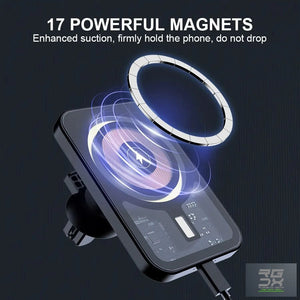 RUGGEDXGEAR | 30W MAGNETIC CAR WIRELESS CHARGER – TRANSPARENT AIR VENT MOUNT | MAGSAFE FAST CHARGING