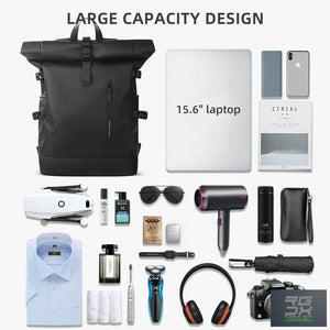 RUGGEDXGEAR | WATERPROOF ROLL-UP BACKPACK | TRAVEL EXPANDABLE | USB CHARGING | LARGE LAPTOP BAG