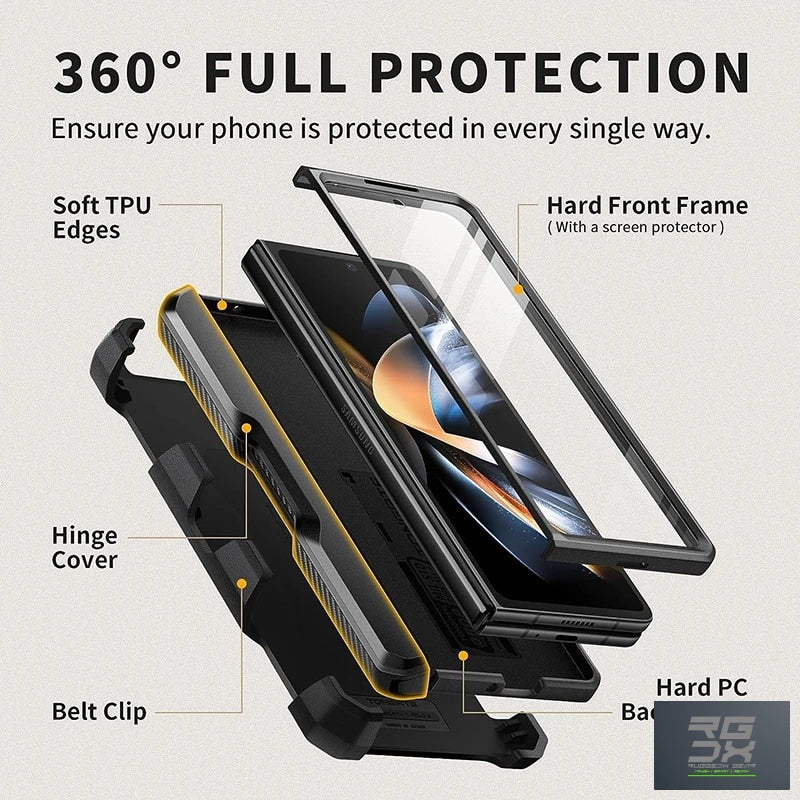 RUGGEDXGEAR | SAMSUNG GALAXY Z FOLD 5 PHONE CASE SHOCKPROOF PROTECTION | BELT-CLIP KICKSTAND | BUILT-IN SCREEN PROTECTOR