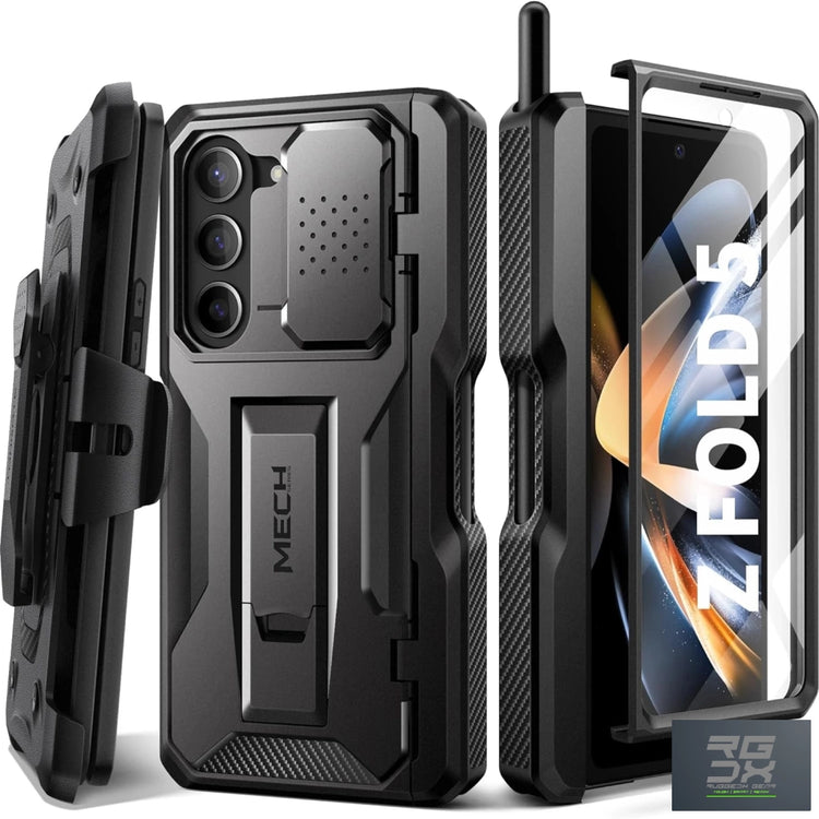 RUGGEDXGEAR | SAMSUNG GALAXY Z FOLD 5 PHONE CASE RUGGED SHOCKPROOF PROTECTION WITH BELT-CLIP KICKSTAND, BUILT-IN SCREEN PROTECTOR