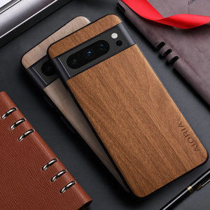 RUGGEDXGEAR | BAMBOO WOOD PATTERN LEATHER CASE FOR GOOGLE PIXEL - WIRELESS CHARGING