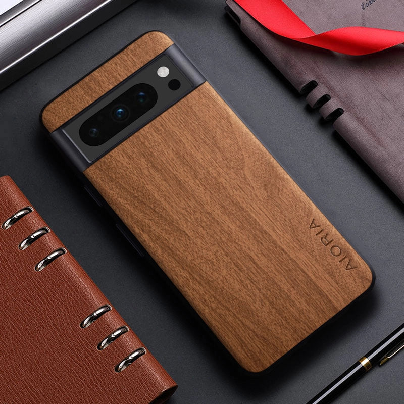 RUGGEDXGEAR | BAMBOO WOOD PATTERN LEATHER CASE FOR GOOGLE PIXEL - WIRELESS CHARGING