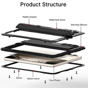 RUGGEDXGEAR | SUPER ARMOUR CASE + SILICONE + ALUMINIUM ALLOY, FULL COVER, FOLDING STAND, SHOCKPROOF