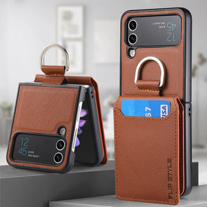 RUGGEDXGEAR | COLOURFUL PREMIUM LEATHER SAMSUNG Z FLIP 3/4/5 WALLET PHONE CASE