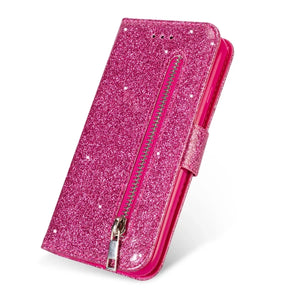 RUGGEDXGEAR | WALLET BLING GLITTER MAGNETIC FLIP ZIPPER LEATHER CASE FOR SAMSUNG GALAXY S SERIES