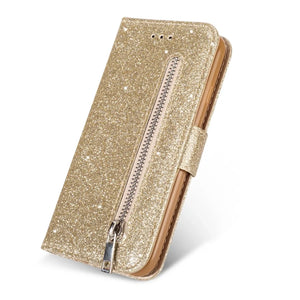 RUGGEDXGEAR | WALLET BLING GLITTER MAGNETIC FLIP ZIPPER LEATHER CASE FOR SAMSUNG GALAXY S SERIES