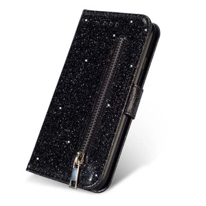 RUGGEDXGEAR | WALLET BLING GLITTER MAGNETIC FLIP ZIPPER LEATHER CASE FOR SAMSUNG GALAXY S SERIES