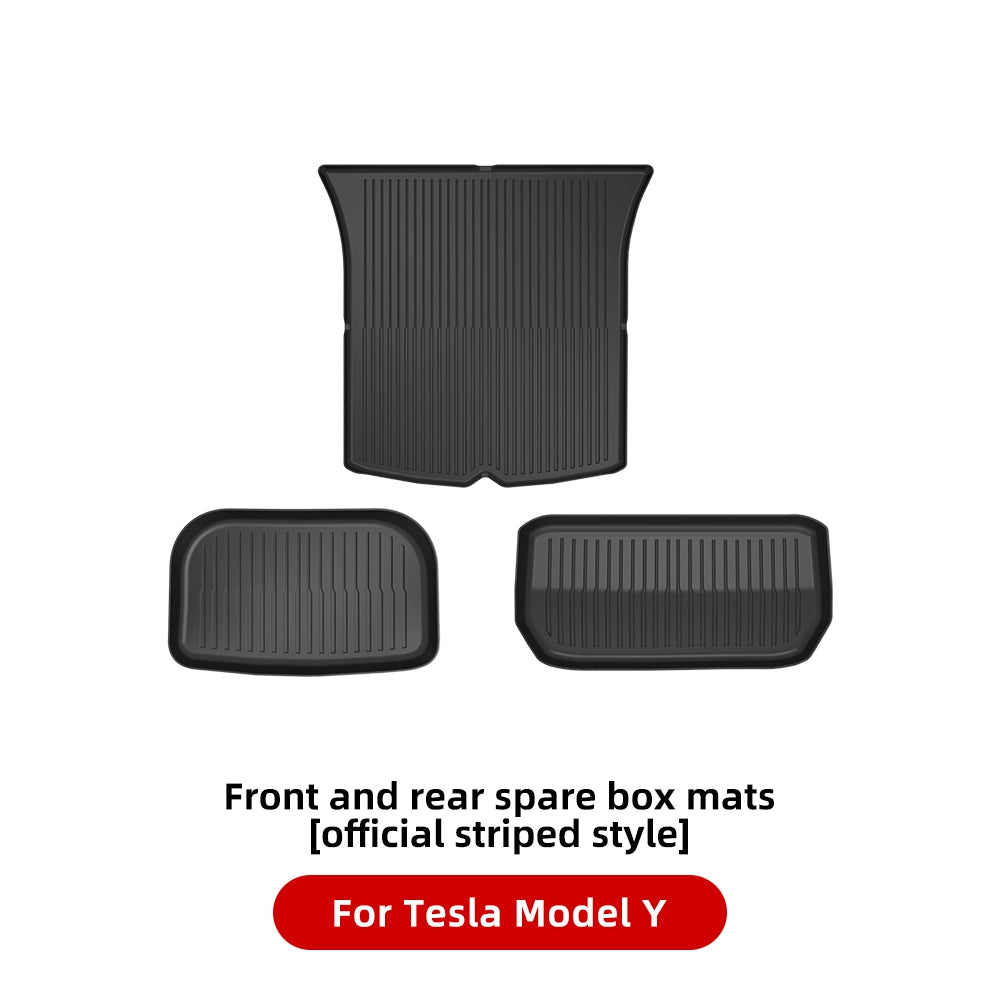 RUGGEDXGEAR | TESLA FLOOR MAT MODEL HIGHLAND TRUNK MAT SET | TPE WATERPROOF, ANTI-SLIP, CUSTOM-FIT FLOOR LINER