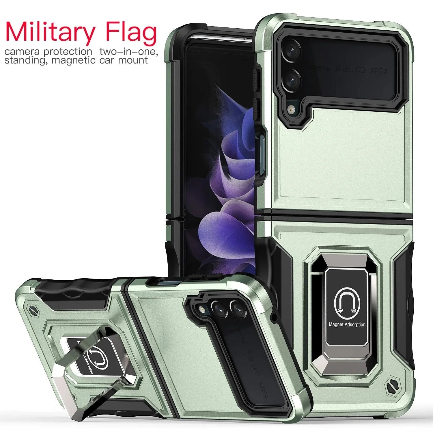 RUGGEDXGEAR | MILITARY SHOCKPROOF| ARMOUR MAGNETIC KICKSTAND RING CASE